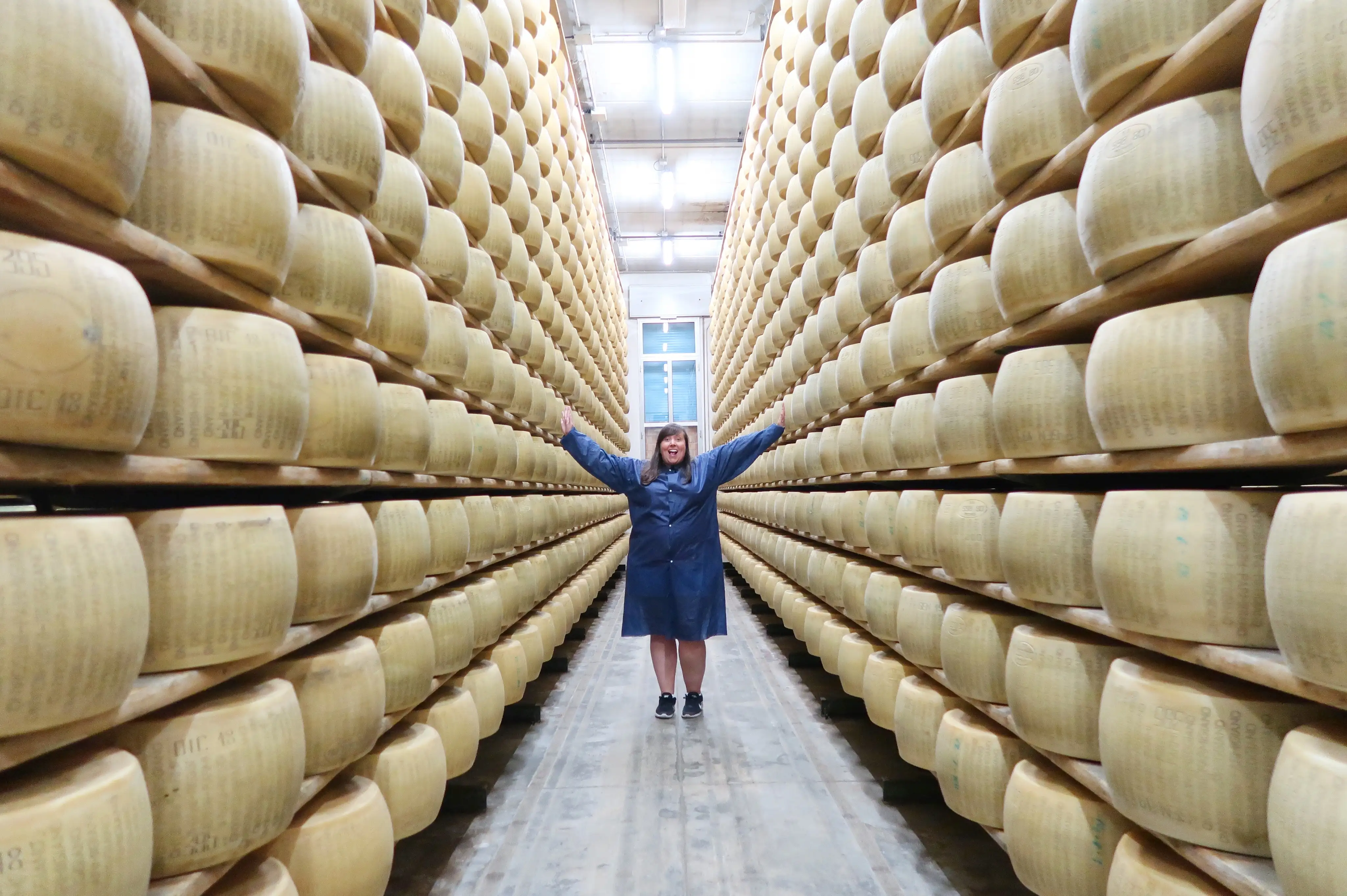 Cailin at a cheese factory in Italy